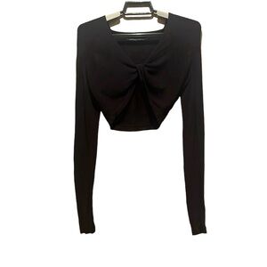 Urban Outfitters Women’s Black Twist Front Cropped Sweater Long Sleeves Size XS